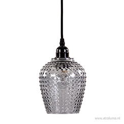 Kleine hanglamp Light & Living glas met zwart snoer Berdina Glas; lampen om eindeloos van te genieten